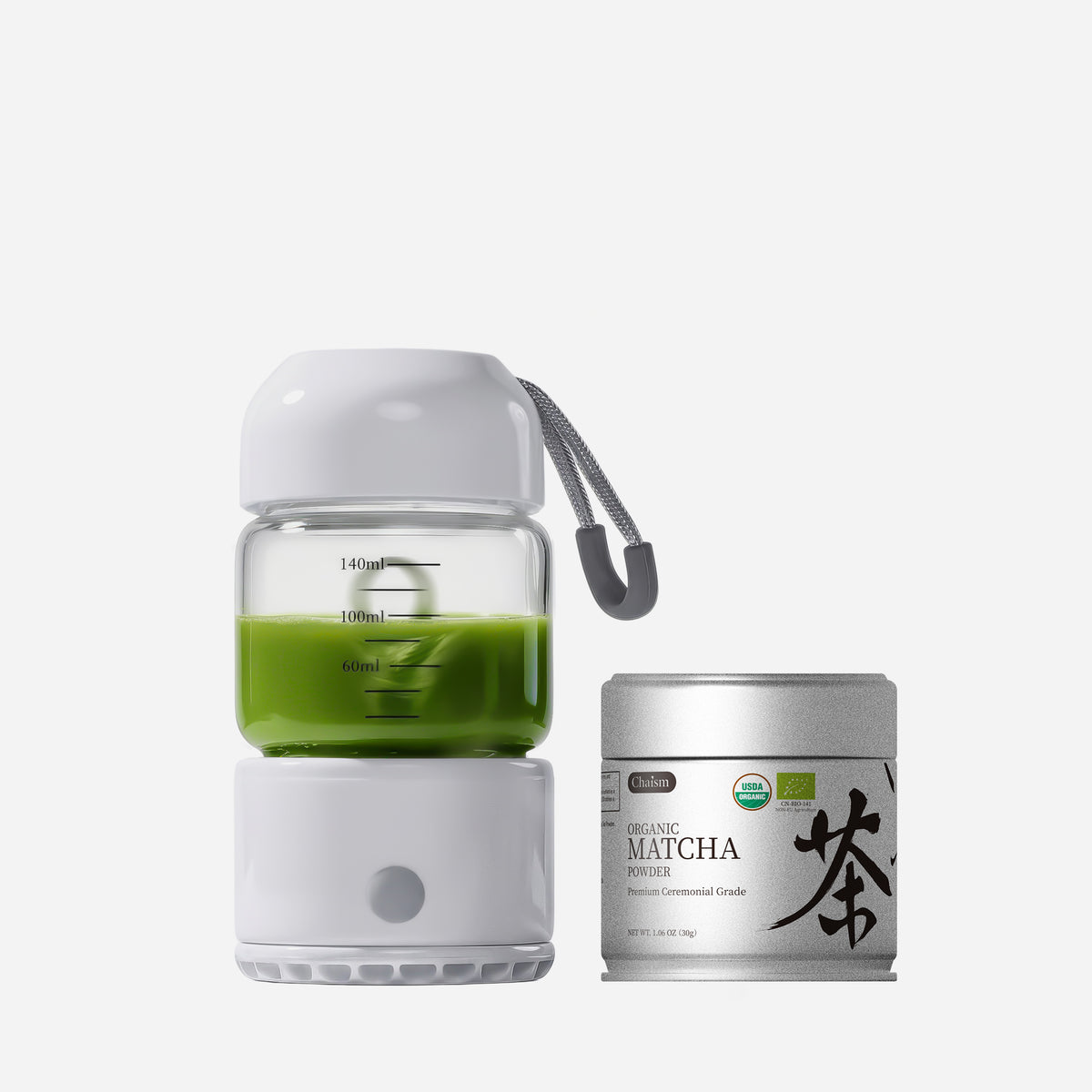 Chasim Ceremonial Grade Matcha & Electric Shaker Bottle Bundle