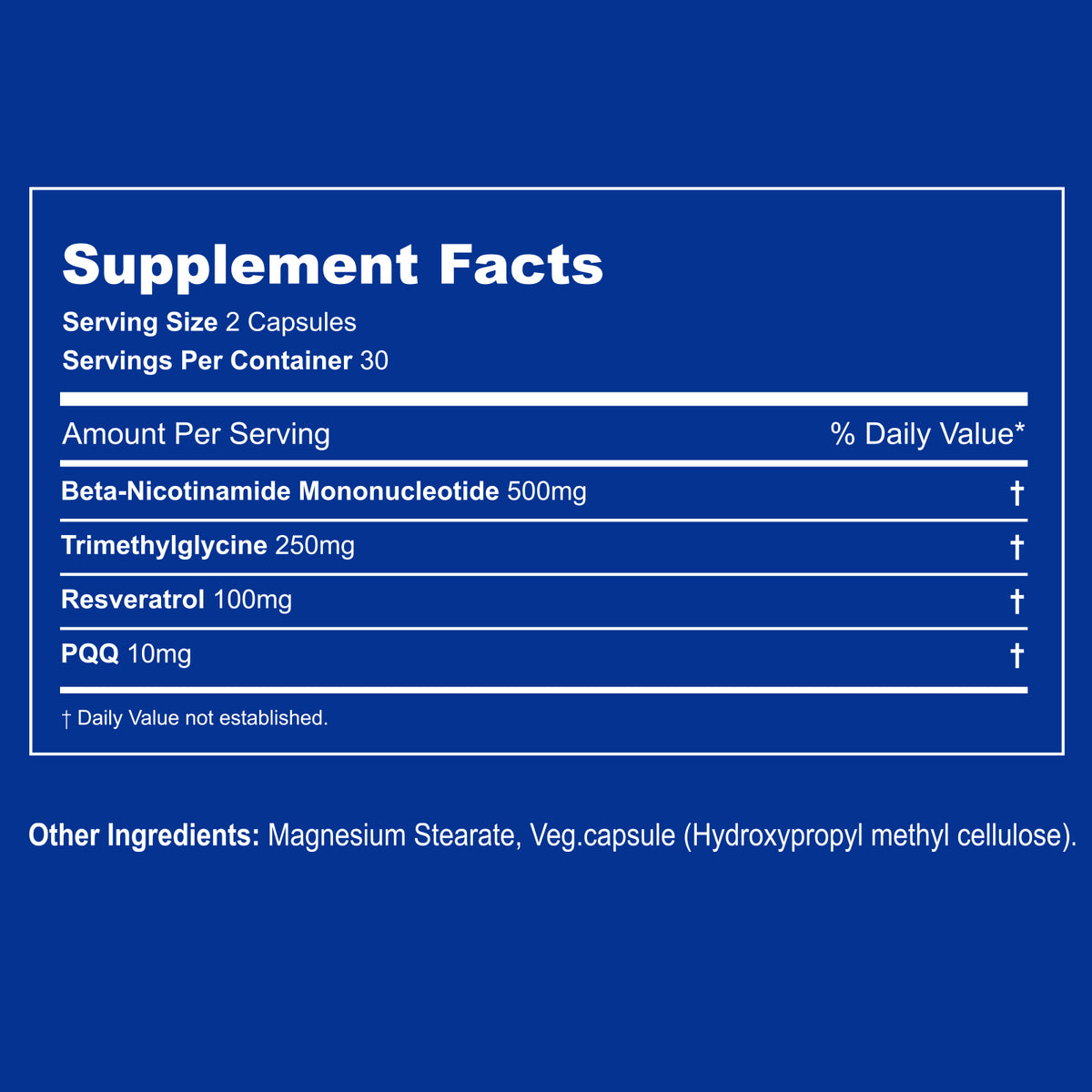 ZENOID NMN Capsules 500mg Supplement with Resveratrol TMG PQQ