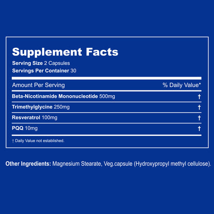 ZENOID NMN Capsules 500mg Supplement with Resveratrol TMG PQQ